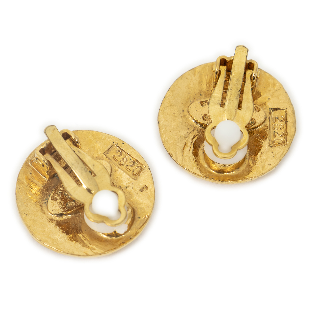 Chanel CC Round Clip On Earrings - Picture 2 of 3